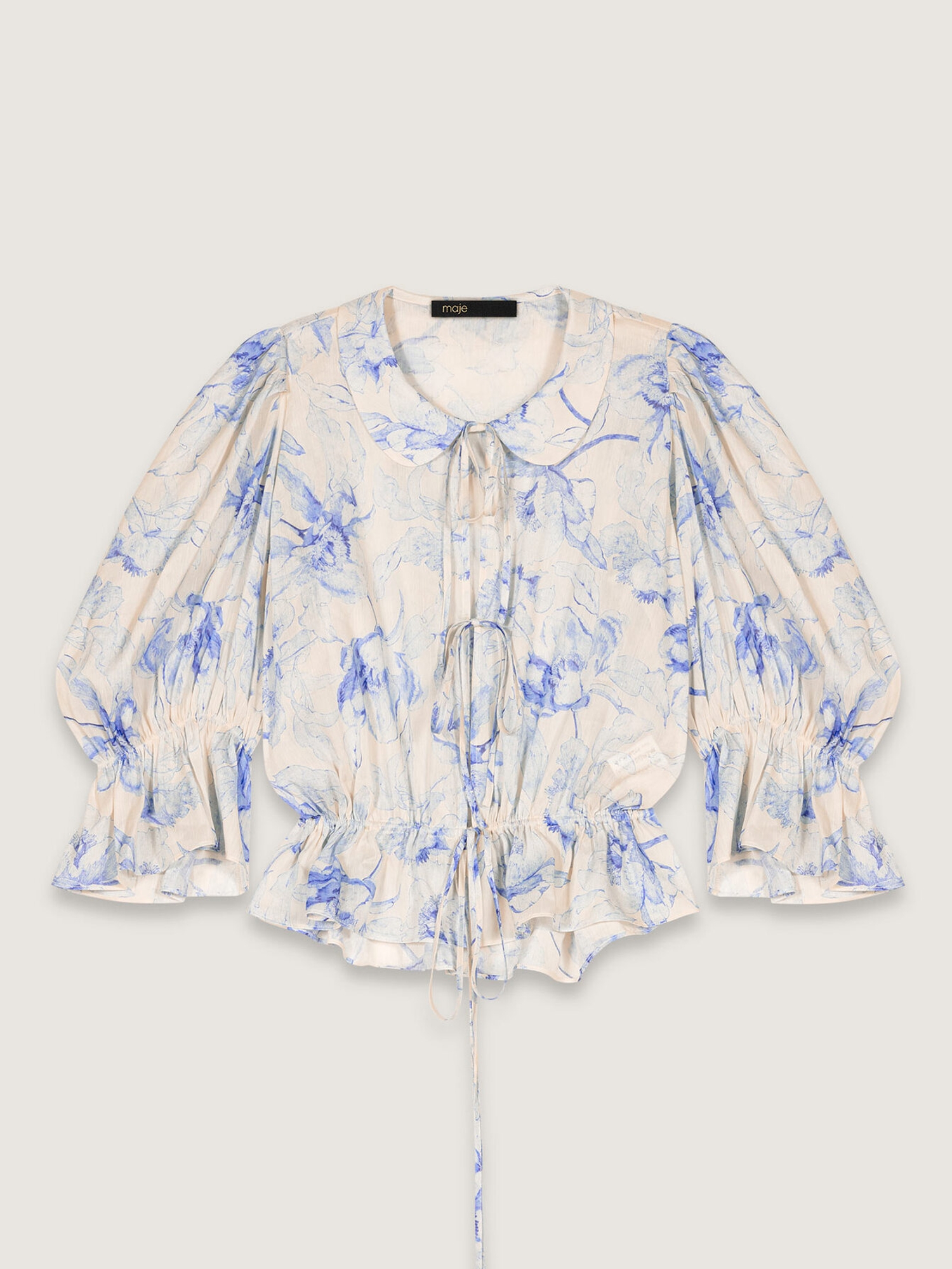 Blue Flower Print Ecru Base