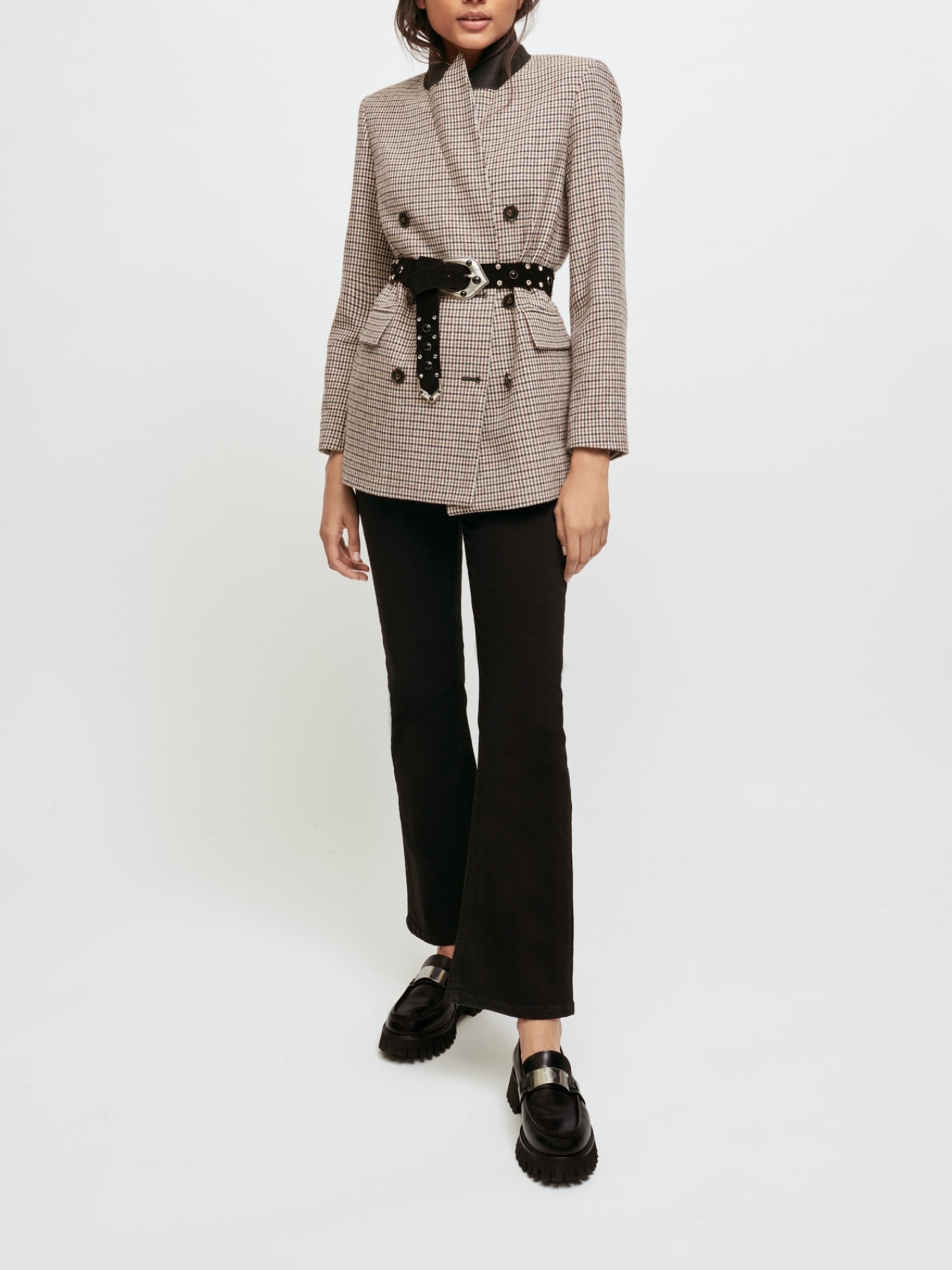 Veste à double boutonnages à carreaux
