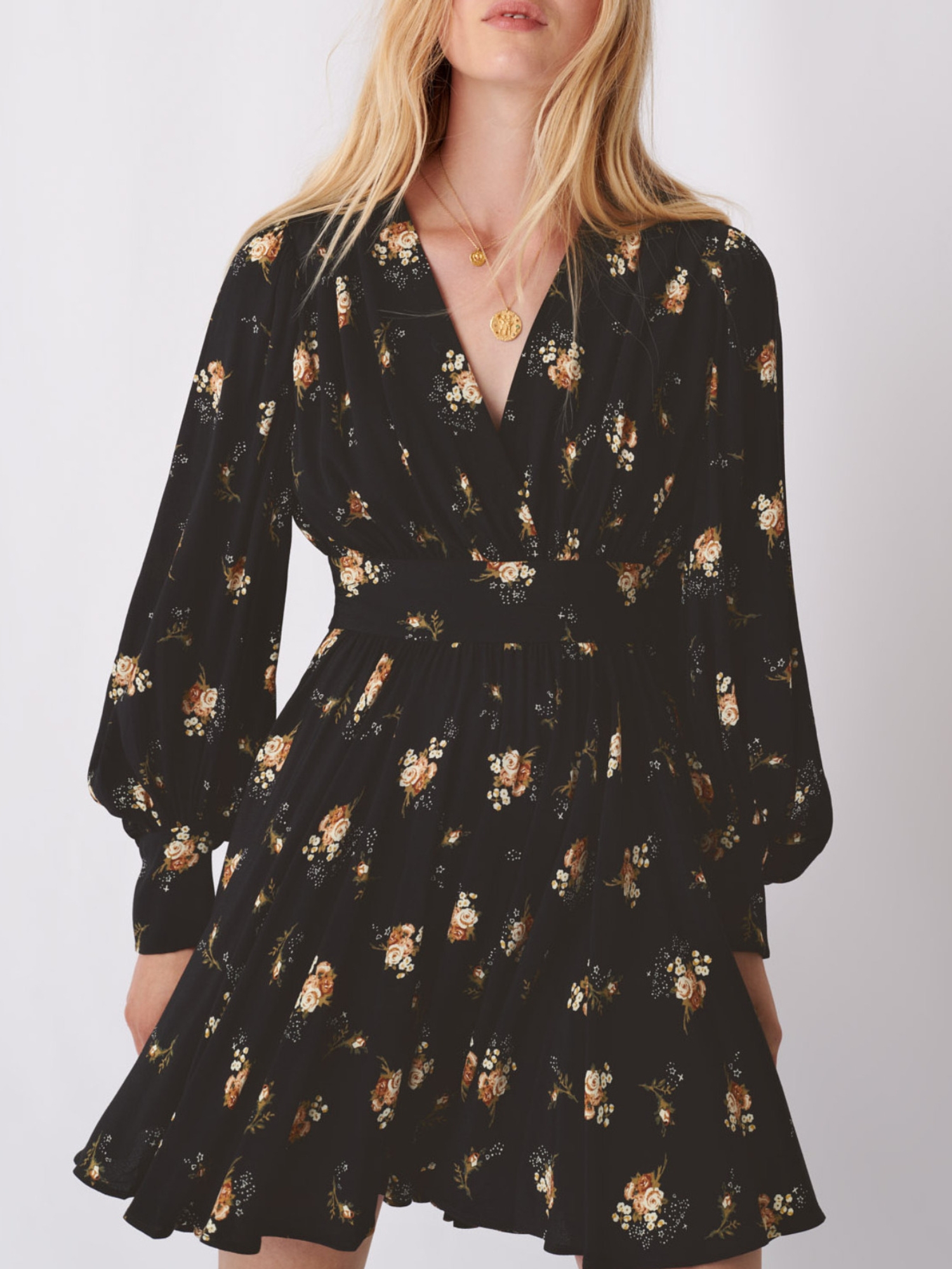 Printed skater dress with fitted waist