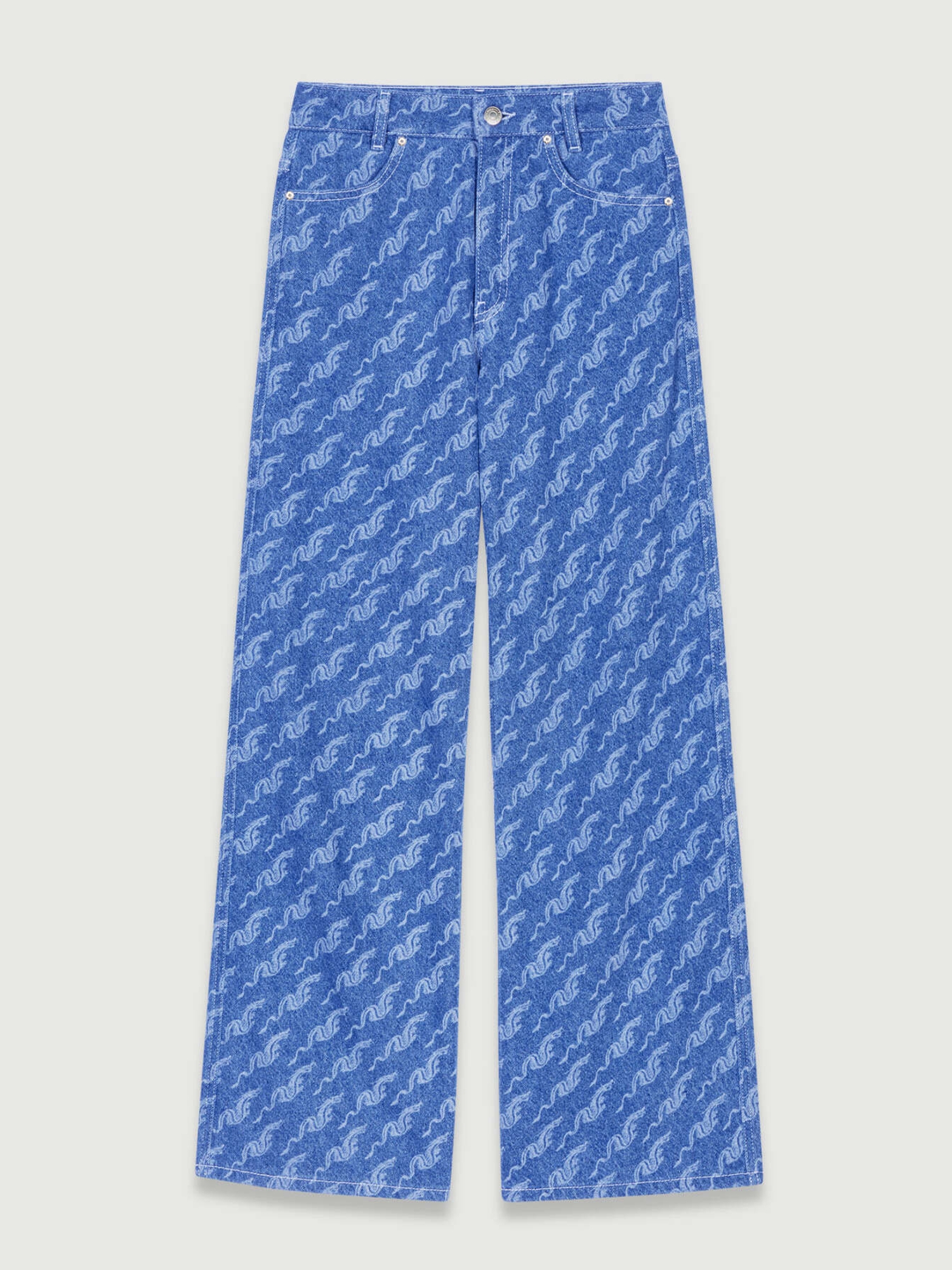 Weite Jeans mit Motiven