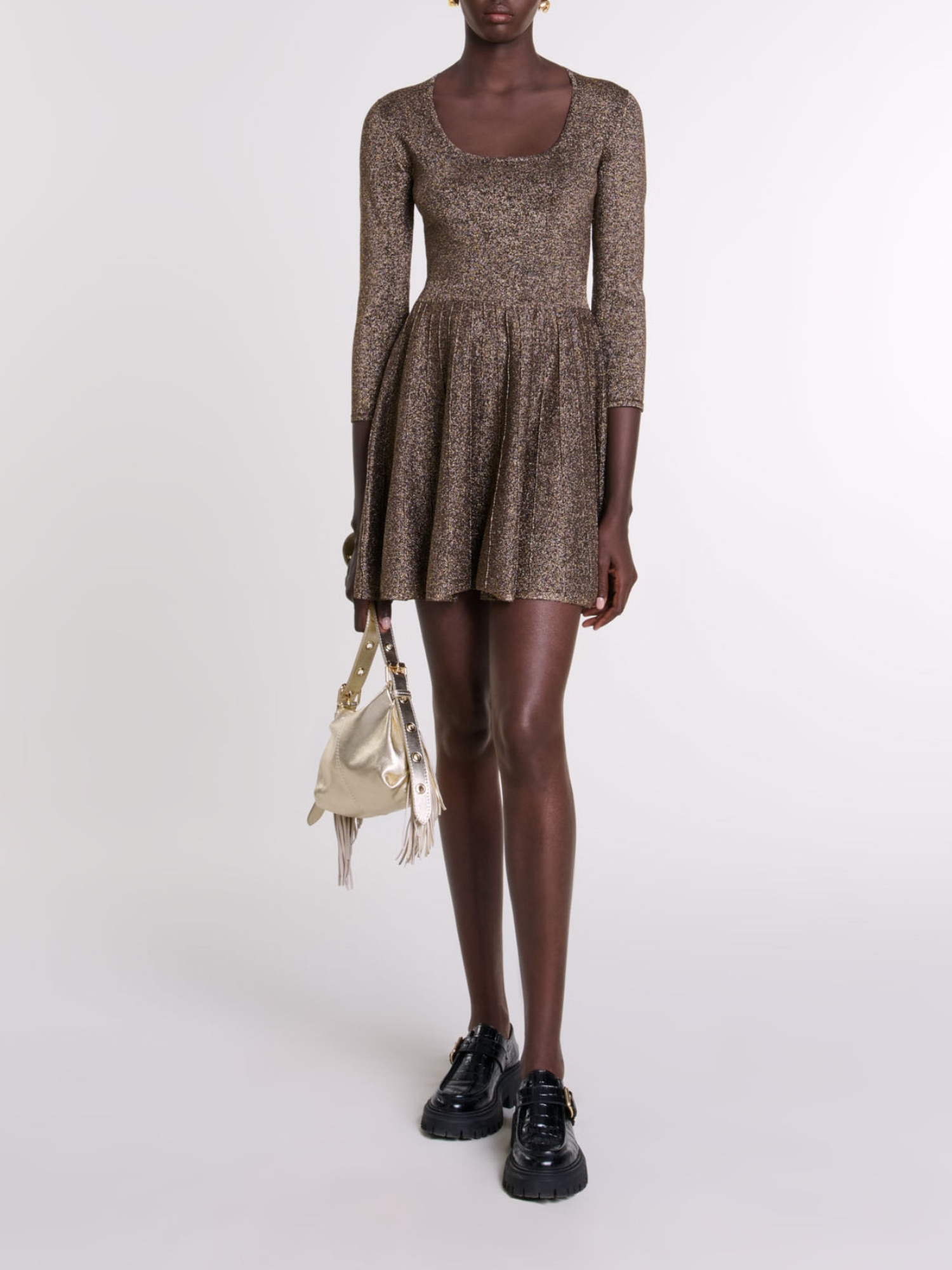 Shiny knit short dress