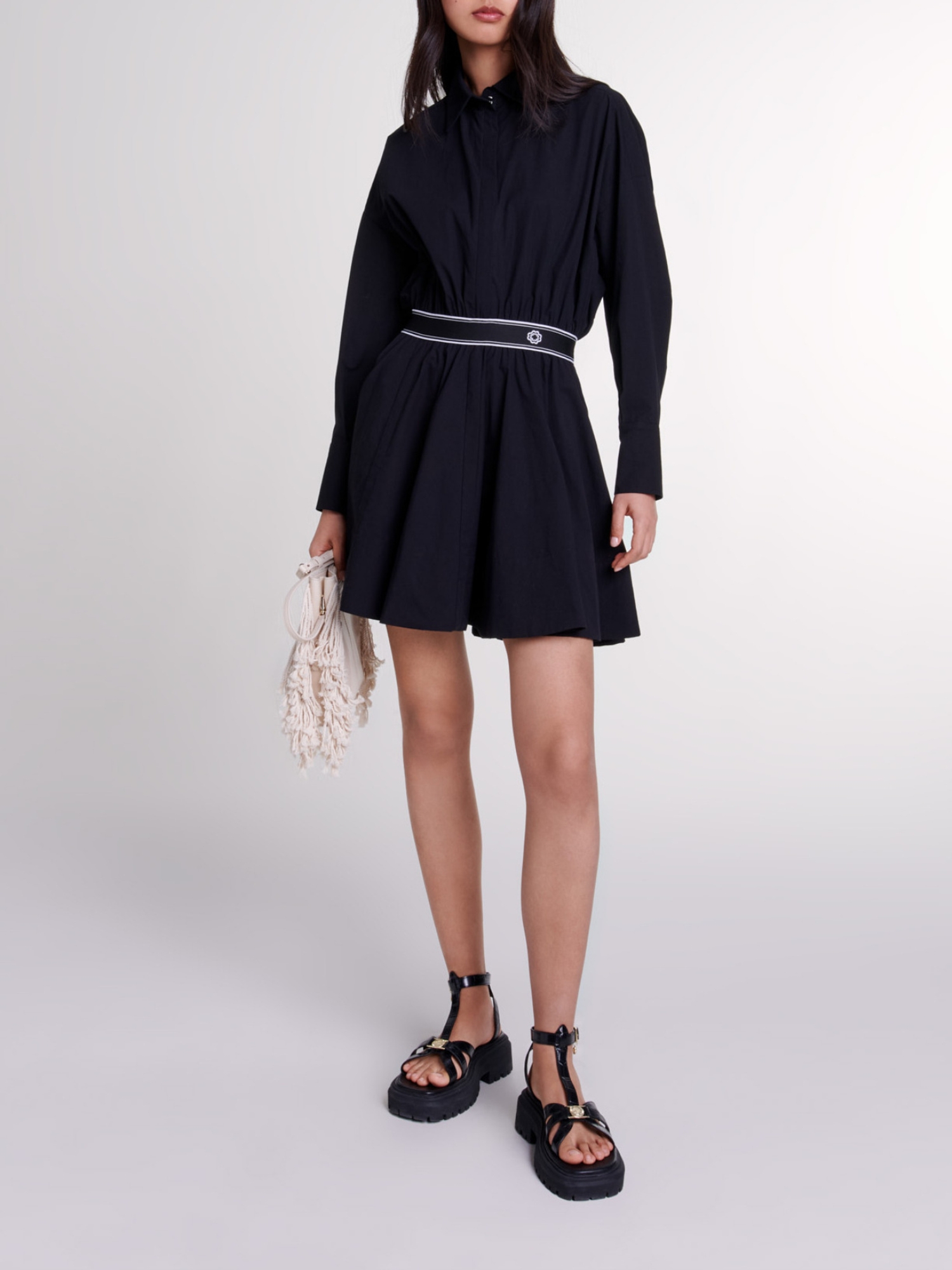 Short elasticated shirt dress