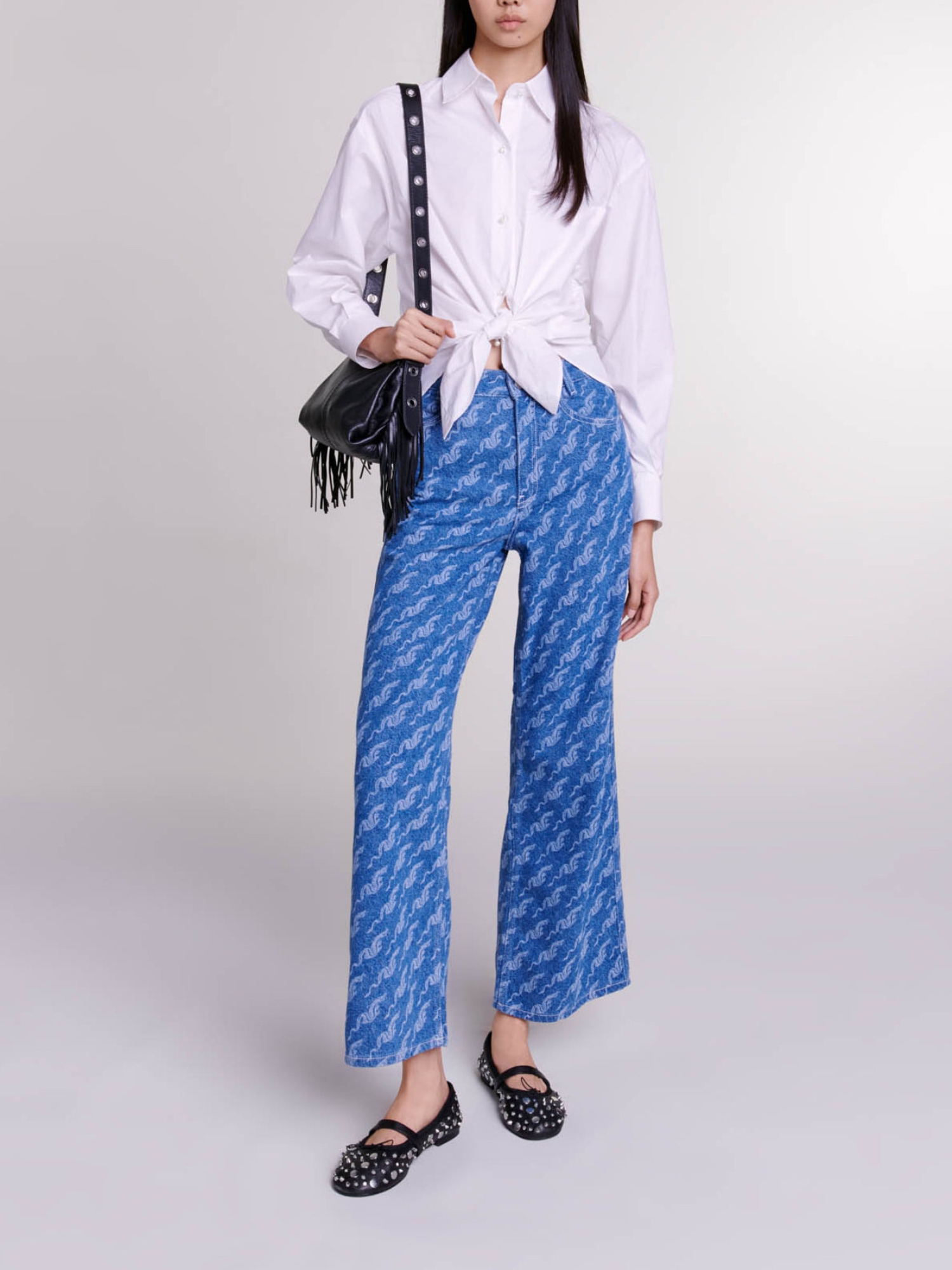 Weite Jeans mit Motiven