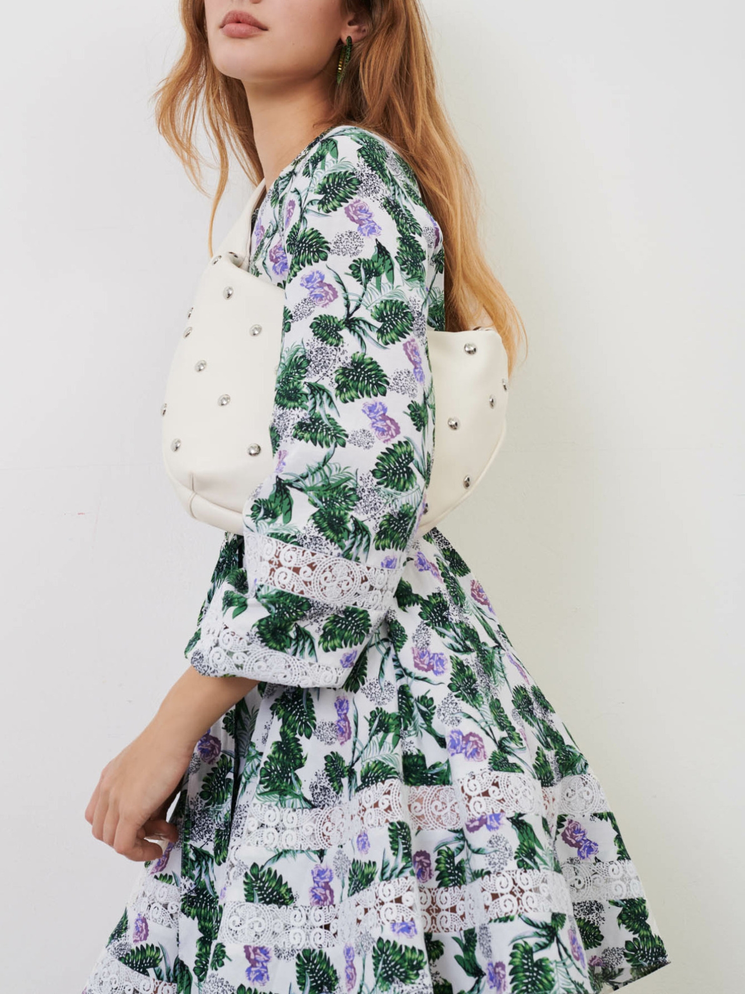 Printed viscose linen dress