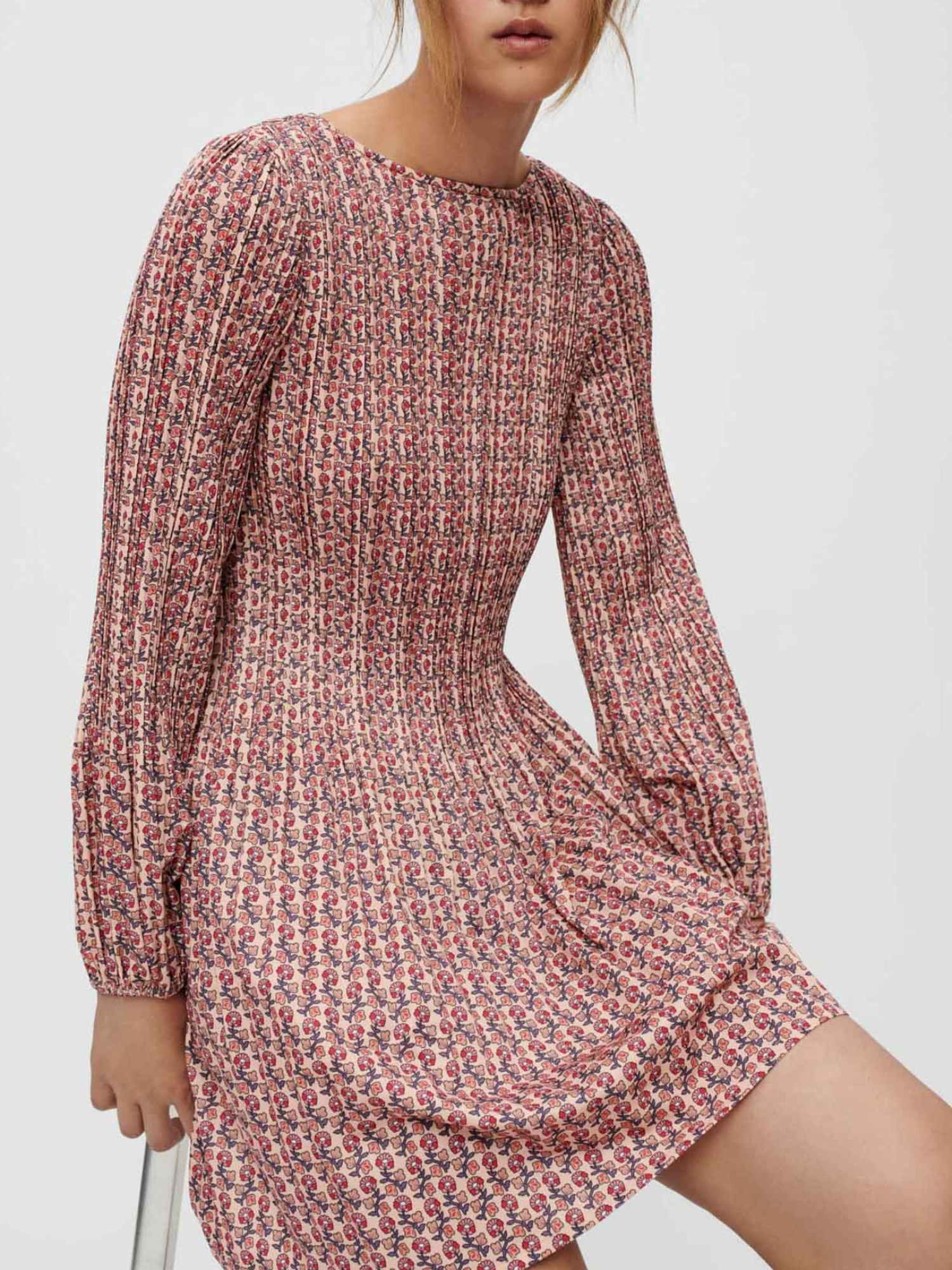 Robe plissée et imprimée