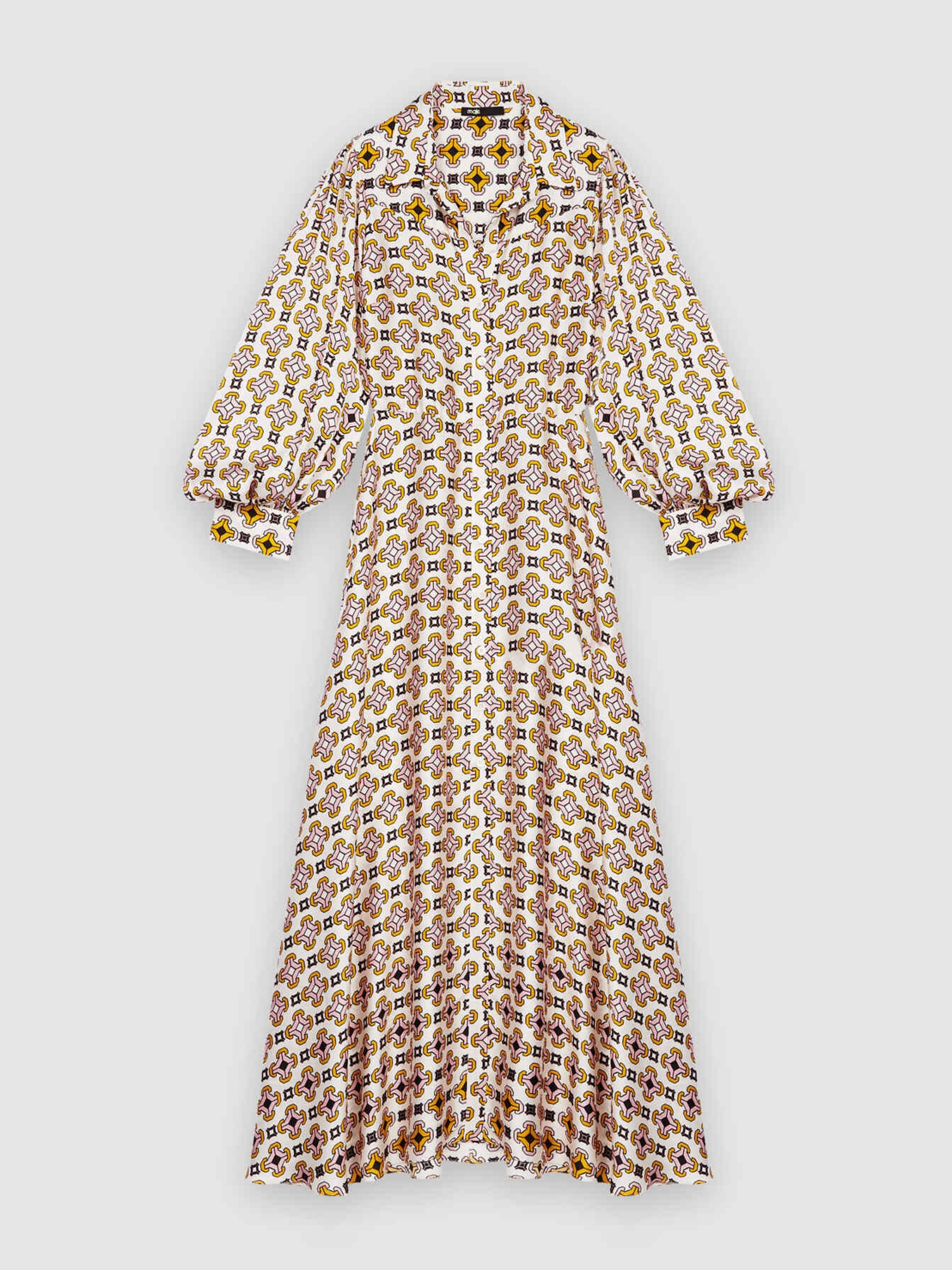 Printed satin shirt dress